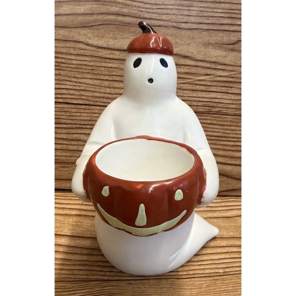 Yankee Candle Exclusive Ghost Holding Jack O Lantern Treat Bowl  Candle Holder